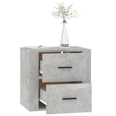 vidaXL Seinäkiinnitettävä yöpöytä betoninharmaa 50x36x47 cm