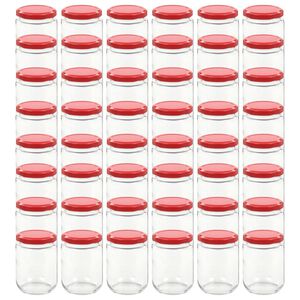 vidaXL Lasiset hillopurkit punaisilla kansilla 48 kpl 230 ml