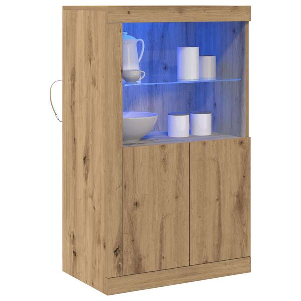 vidaXL LED-p&ouml;yt&auml;taso Artisan tammi 60,5 x 37 x 100 cm Tekninen puu