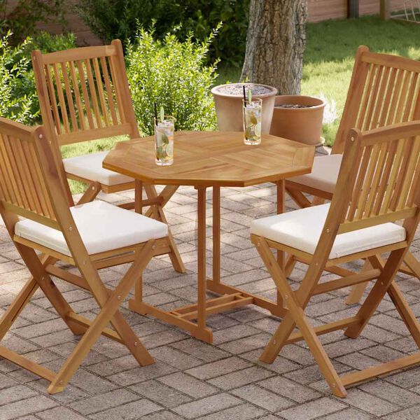 vidaXL P&ouml;yt&auml;levy 80x80x2,5 cm kahdeksankulmio t&auml;ysi tiikki