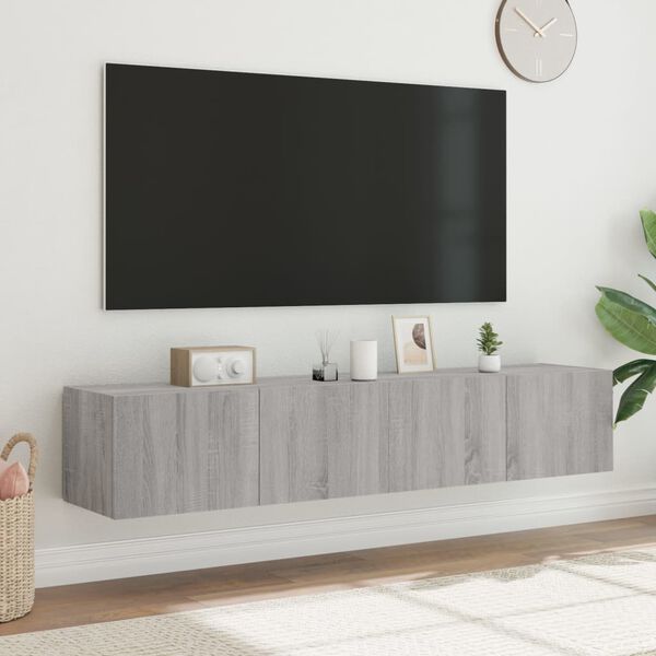 vidaXL TV-sein&auml;kaapit LED-valoilla 2 kpl harmaa Sonoma 80x35x31 cm