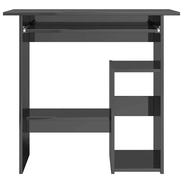 vidaXL Ty&ouml;p&ouml;yt&auml; korkeakiilto harmaa 80x45x74 cm lastulevy