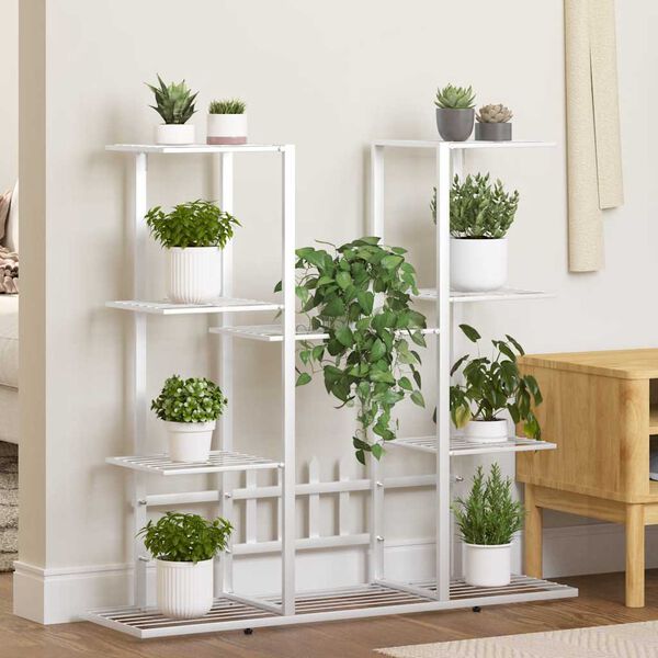 vidaXL Kukkateline 94,5x25x89 cm valkoinen rauta