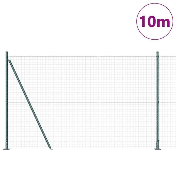 vidaXL Aita paalujen kanssa Vihre&auml; 1.5 x 10 m Ter&auml;s