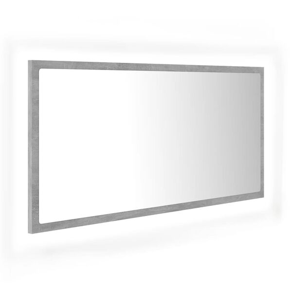 vidaXL LED-kylpyhuonepeili betoninharmaa 90x8,5x37 cm akryyli