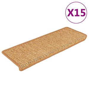 vidaXL Itsekiinnittyv&auml;t porrasmatot sisaltyyli 15kpl 65x21x4cm sisal
