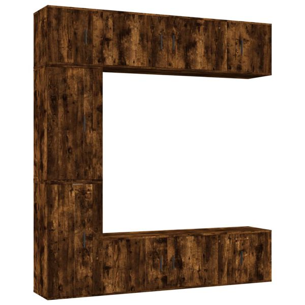 vidaXL 7-osainen TV-kaappisarja savutammi tekninen puu