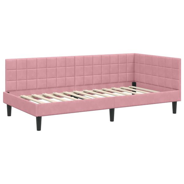 vidaXL Kulmavuoteen runko päätyllä Pinkki 100 x 200 cm Sametti