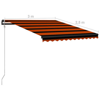 vidaXL Sisäänkelattava markiisi tuulisensori/LED 300x250 cm orans/rusk