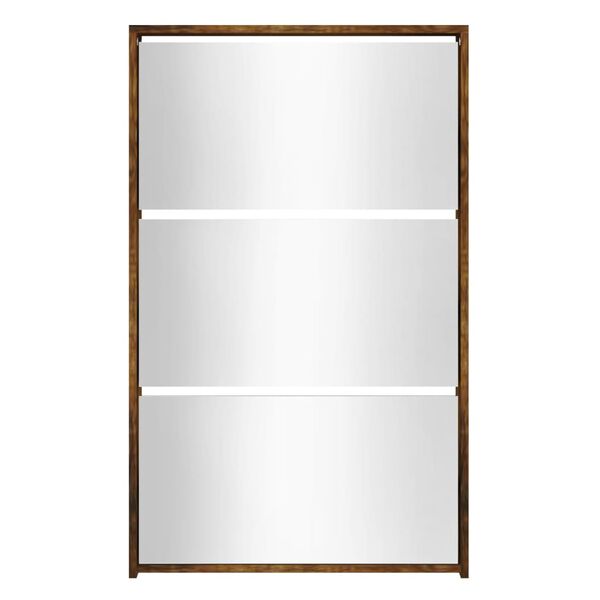 vidaXL Kenk&auml;kaappi peilill&auml; 3-kerroksinen savutammi 63x17x102,5 cm