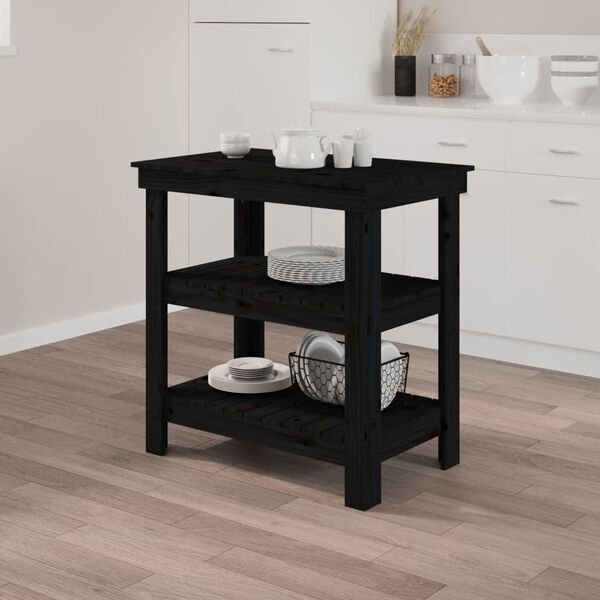 vidaXL Työpenkki musta 78,5x50x80 cm täysi mänty