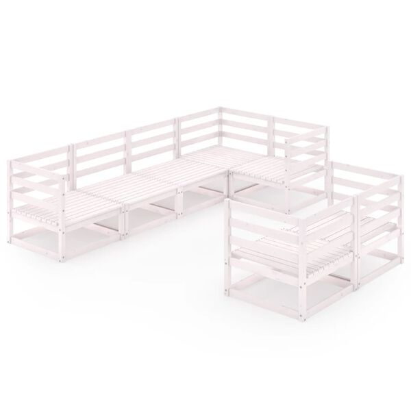 vidaXL 7-osainen Puutarhasohvasarja valkoinen t&auml;ysi m&auml;nty