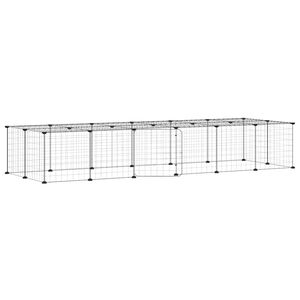 vidaXL 28-paneelinen lemmikkih&auml;kki ovella musta 210x70x35 cm ter&auml;s
