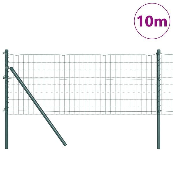 vidaXL Aita paalujen kanssa Vihre&auml; 0.8 x 10 m Ter&auml;s