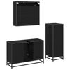 vidaXL Kylpyhuonekalustesetti hyllyll&auml; 3 pcs Musta tammi. Tekninen puu