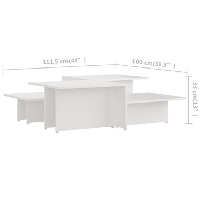 vidaXL Sohvapöydät 2 kpl valkoinen 111,5x50x33 cm tekninen puu