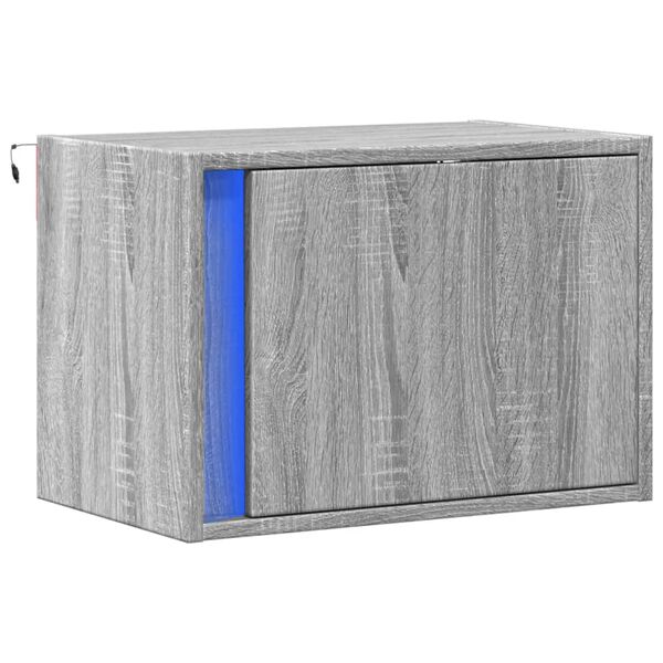 vidaXL Sein&auml;kiinnitett&auml;v&auml; y&ouml;p&ouml;yt&auml; LED-valoilla harmaa Sonoma