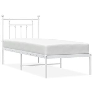 vidaXL Metallis&auml;ngynrunko ilman patjaa p&auml;&auml;tylevy valkoinen 75x190 cm