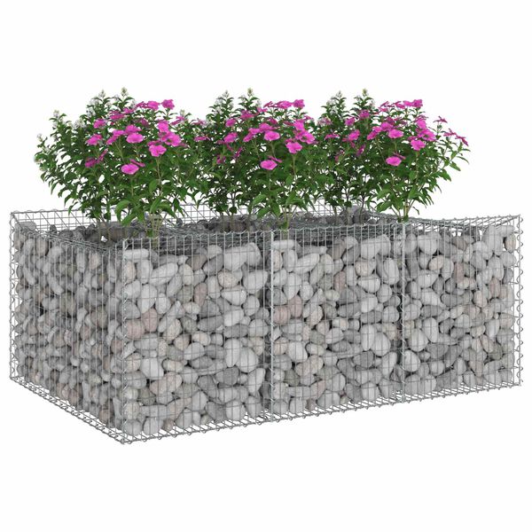 vidaXL Gabion Kohotettu Peti Hopea 150 x 100 x 60 cm Galvanoitu ter&auml;s