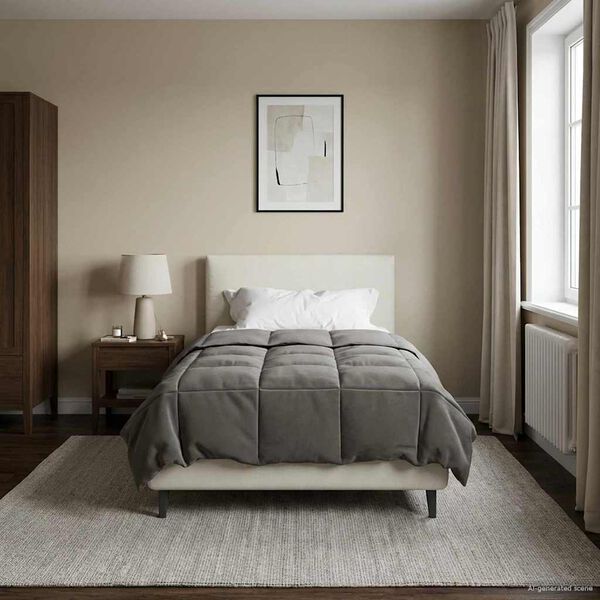 vidaXL Kes&auml;peitto Quiltottu Vaaleanharmaa 135 x 220 cm Mikrokuitu