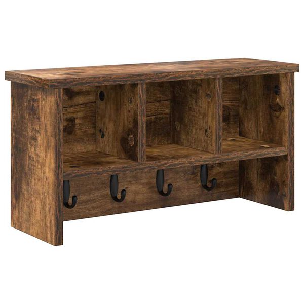 vidaXL Sein&auml;lle asennettava takkihylly Savutammi 50 x 16 x 26 cm