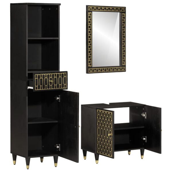 vidaXL 3-osainen Kylpyhuoneen kalustesarja täysi mangopuu