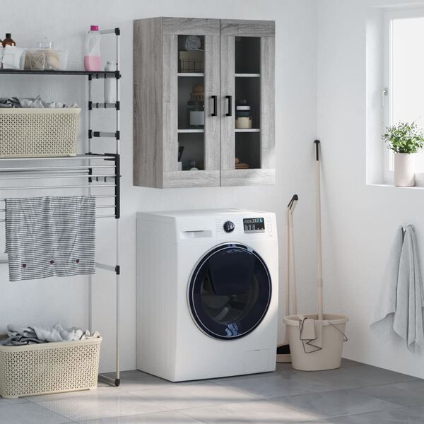 vidaXL Sein&auml;kiinnitett&auml;v&auml; kaappi harmaa Sonoma 69,5x34x90 cm