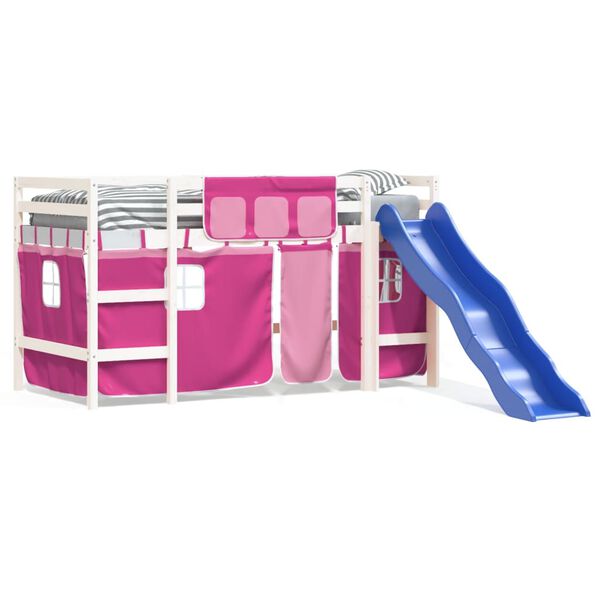 vidaXL Lasten parvis&auml;nky verhoilla pinkki 90x200 cm t&auml;ysi m&auml;nty