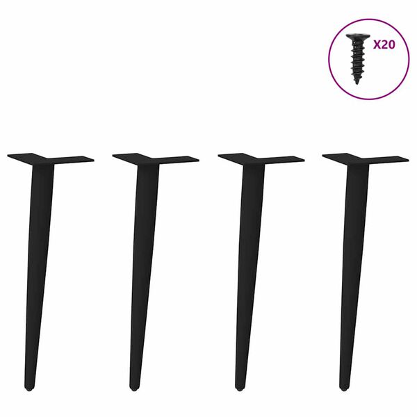 vidaXL Sohvapöydän jalat kartiomaiset 4 kpl musta 42-43 cm teräs