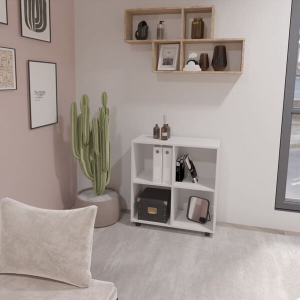 FMD Hylly rullapy&ouml;rill&auml; 4 lokeroa valkoinen