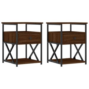 vidaXL Y&ouml;p&ouml;yd&auml;t 2 kpl ruskea tammi 40x42x55 cm tekninen puu