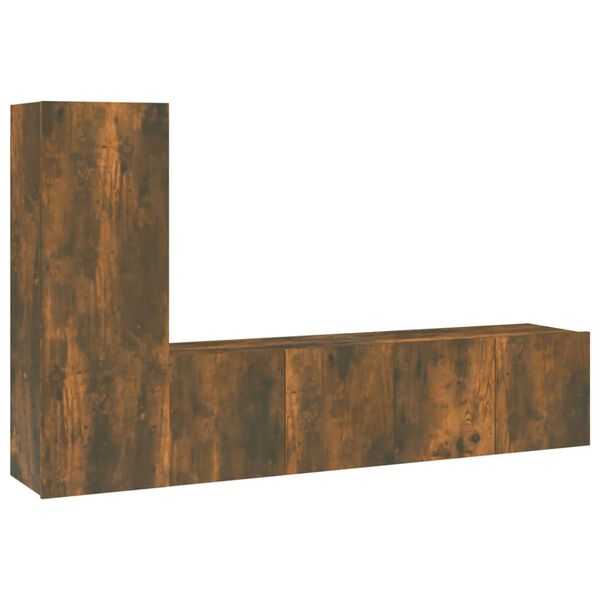 vidaXL 3-osainen TV-kaappisarja savutammi tekninen puu