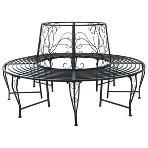 vidaXL Puun penkki 8 -istuttava &Oslash; 160 x 89 cm steel Musta Py&ouml;re&auml;