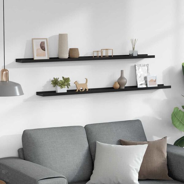 vidaXL Sein&auml;hyllyt 2 kpl musta 115x9x3 cm