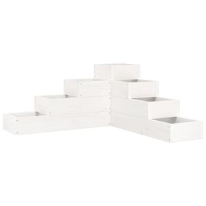 vidaXL Ulkokukkalaatikko 4 tasoa 80,5x79x36 cm valkoinen t&auml;ysi m&auml;nty