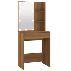 vidaXL Peilip&ouml;yt&auml; LED-valoilla ruskea tammi 60x40x140 cm
