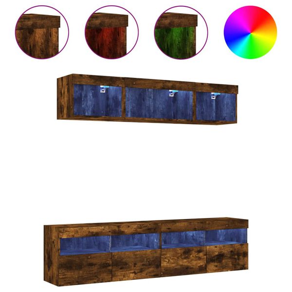 vidaXL 5-osainen LED TV-kaappisarja savutammi tekninen puu