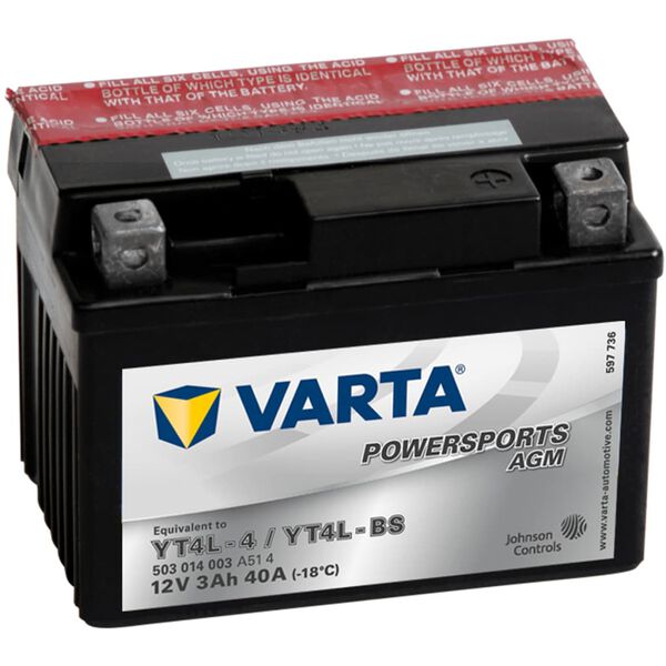 Varta Moottoripy&ouml;r&auml;n akku Powersports AGM YT4L-4 / YT4L-BS