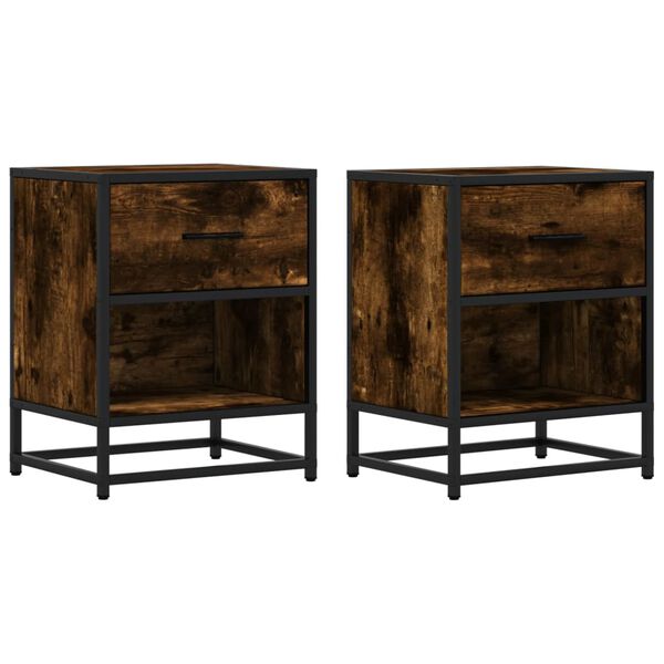 vidaXL Yöpöydät 2 kpl savutammi 40x31x50 cm tekninen puu