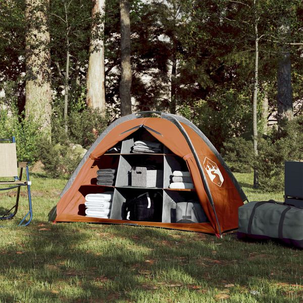 vidaXL Varastoteltta 9 lokeroa harmaa ja oranssi vedenkest&auml;v&auml;