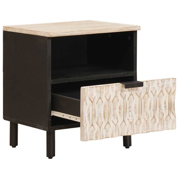 vidaXL Y&ouml;p&ouml;yt&auml;kaappi Valkoinen 40 x 33 x 46 cm Kiinte&auml; mango puu