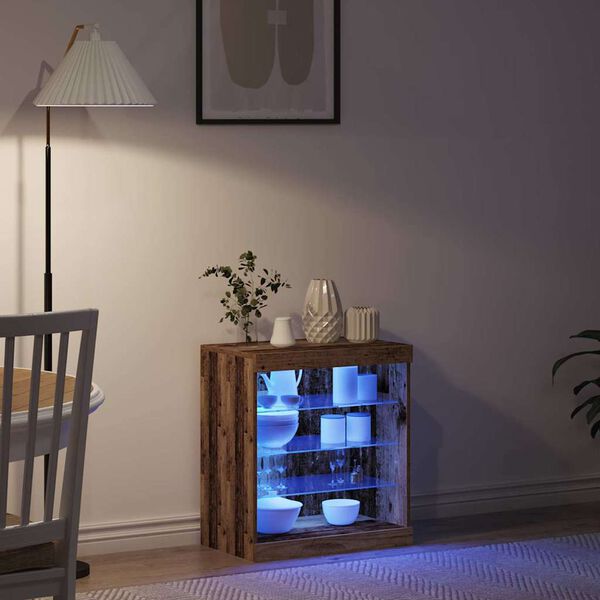 vidaXL LED-p&ouml;yt&auml;taso Vanha puu 60,5 x 37 x 67 cm Tekninen puu