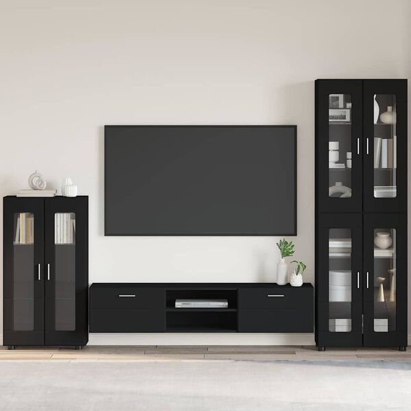 vidaXL Sivup&ouml;yt&auml; hyllyll&auml; FLORIN Musta 55,5 x 29 x 103 cm Tekninen puu