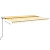 vidaXL Sis&auml;&auml;nkelattava markiisi LED/tuulisensori 500x350 cm keltavalk.