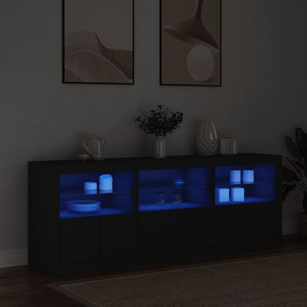vidaXL Senkki LED-valoilla musta 181,5x37x67 cm