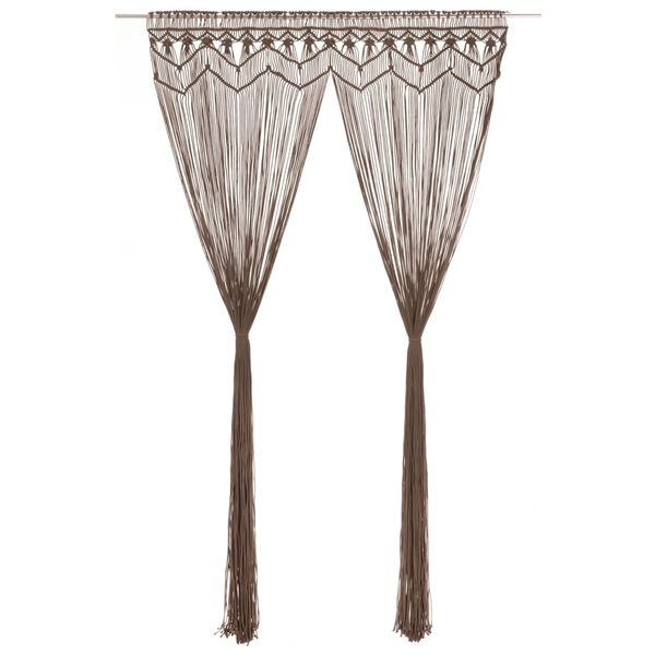 vidaXL Macrame verho harmaanruskea 140x240 cm puuvilla