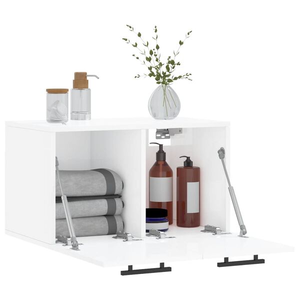 vidaXL Sein&auml;kaappi korkeakiilto valk. 60x36,5x35 cm tekninen puu