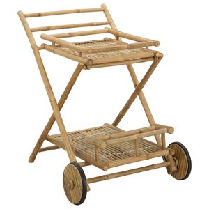 vidaXL Py&ouml;rill&auml; varustettu tarjoiluk&auml;rry Luonnollinen Bambu