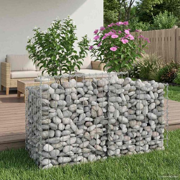 vidaXL Gabion Kohotettu Peti Hopea 100 x 50 x 60 cm Galvanoitu ter&auml;s