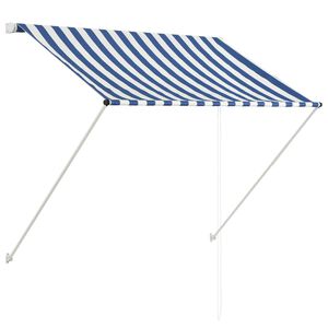 vidaXL Sis&auml;&auml;nkelattava markiisi 150x150 cm sininen ja valkoinen